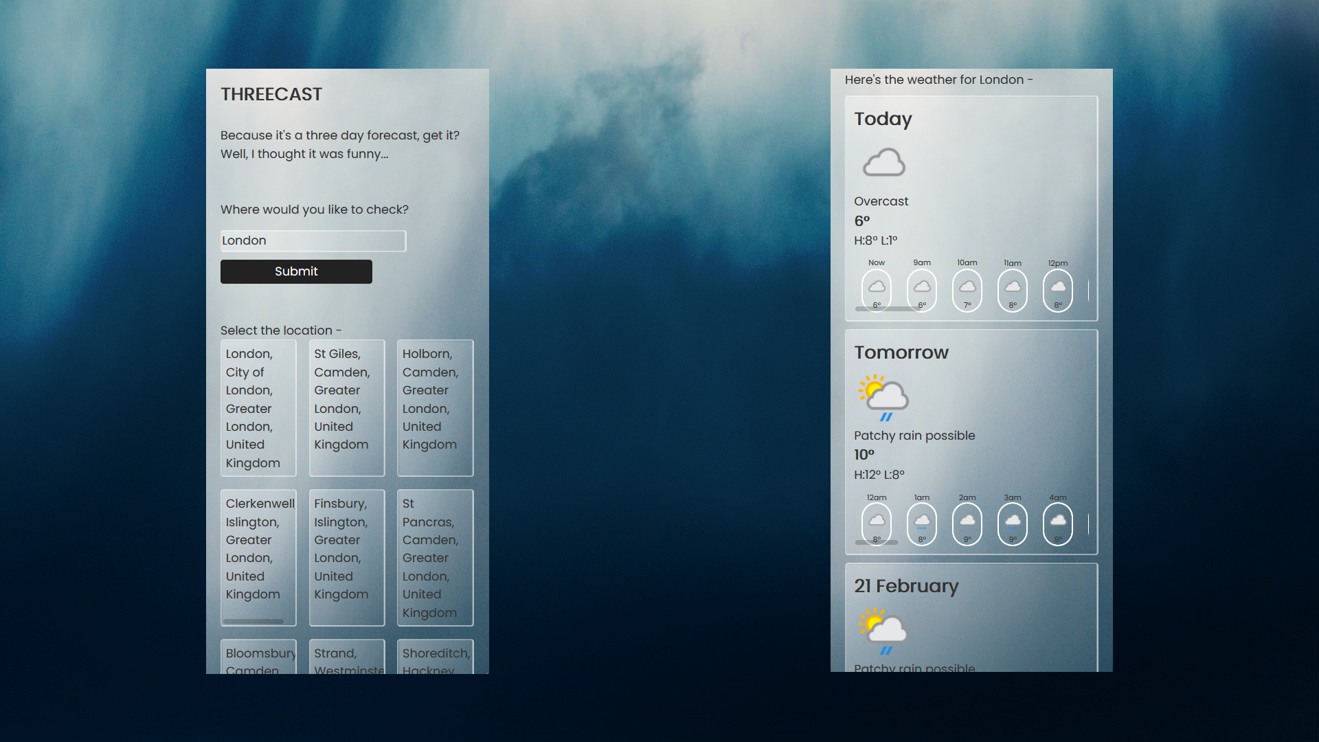 The Threecast application.